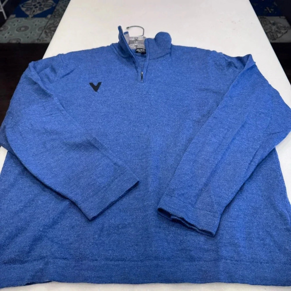 Mario Gilberti Italy Blue Merino Wool 1/4 Zip Men's Sweater Pullover Size:M - Picture 8 of 9